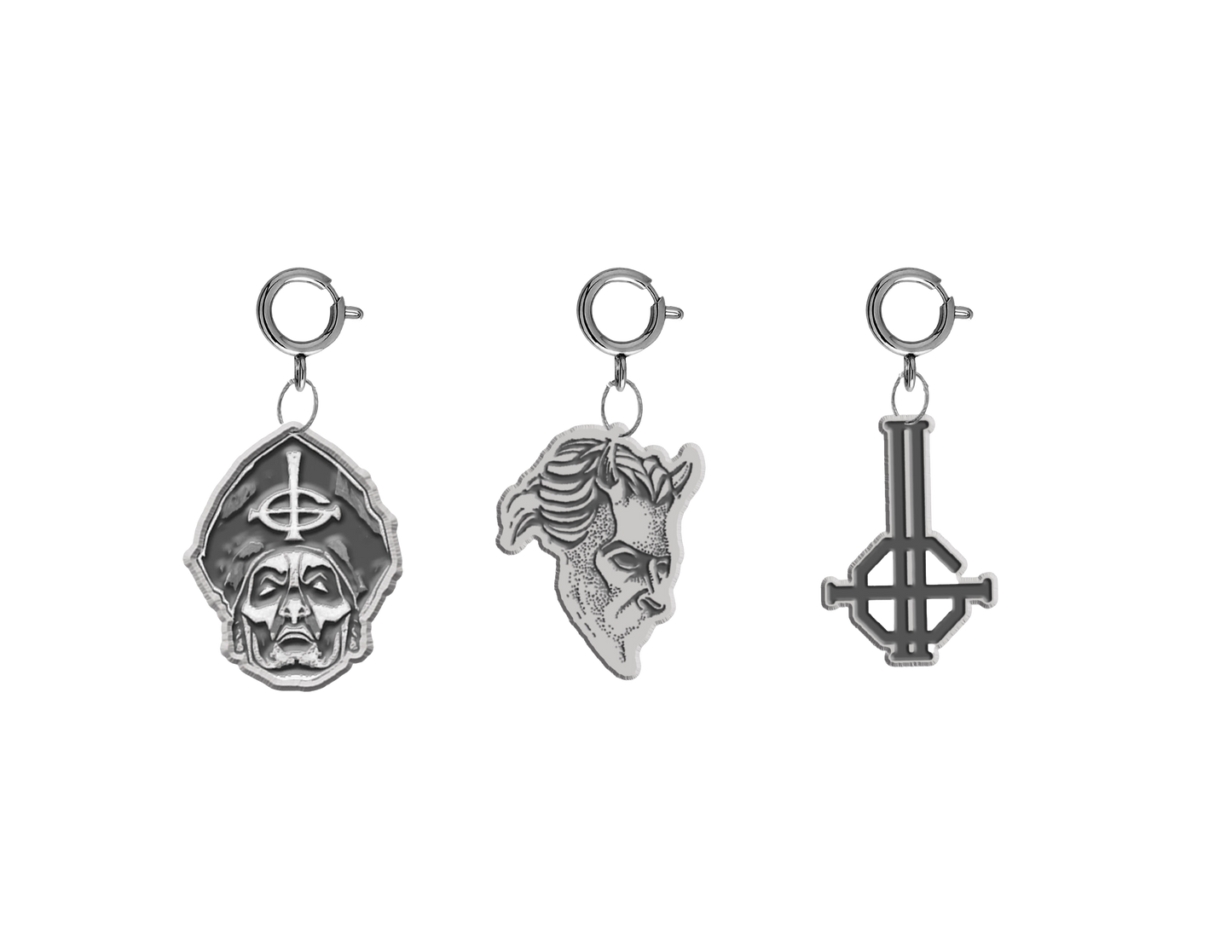 3 different detachable Ghost Charms that are compatible with the ghost charm bracelet.