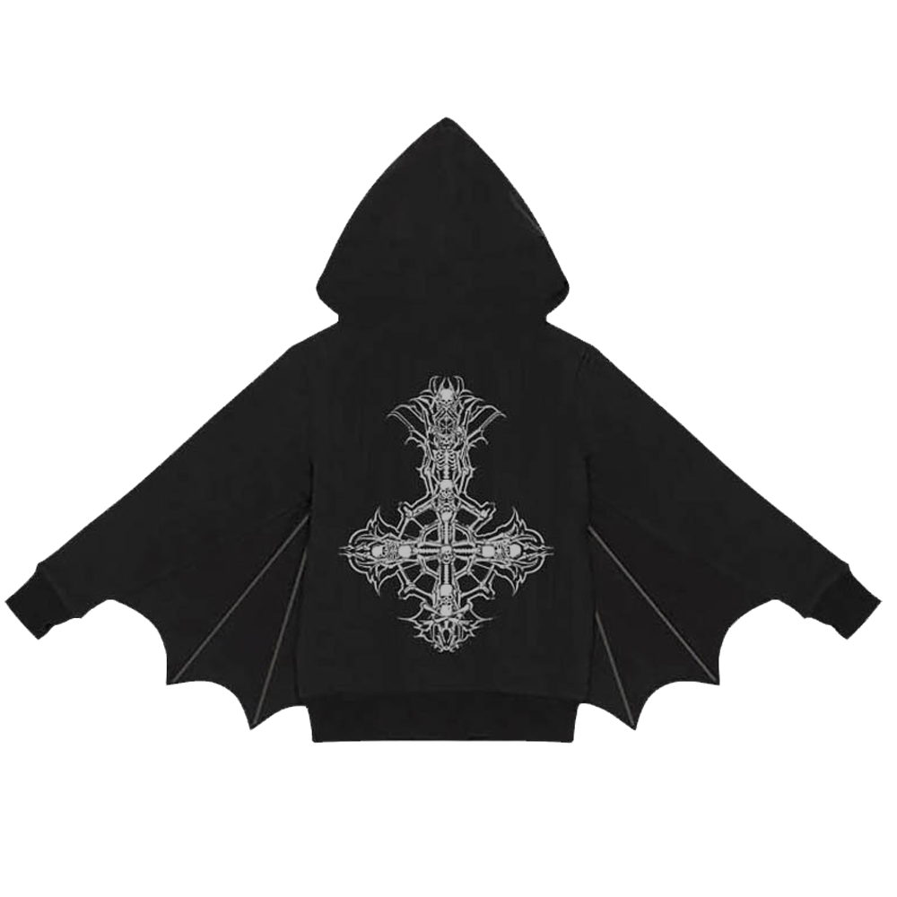 Silver Foil Bat Wing Hoodie