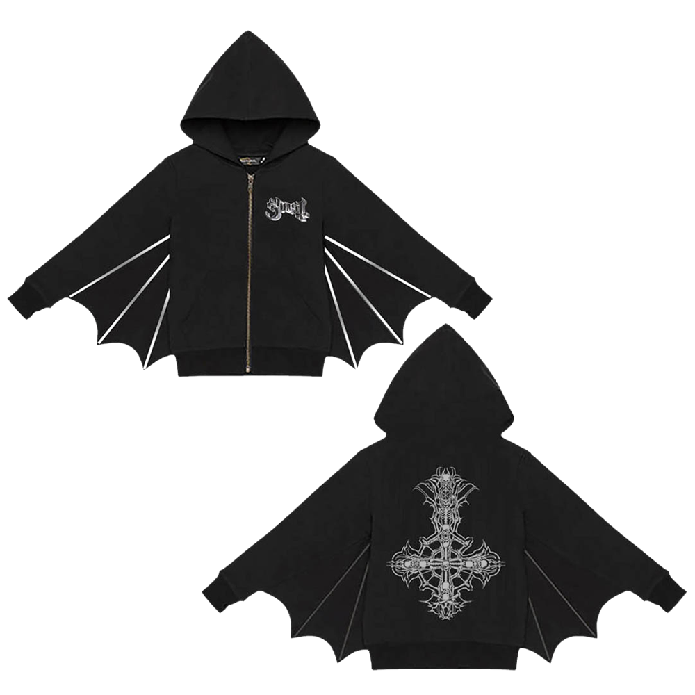 Silver Foil Bat Wing Hoodie