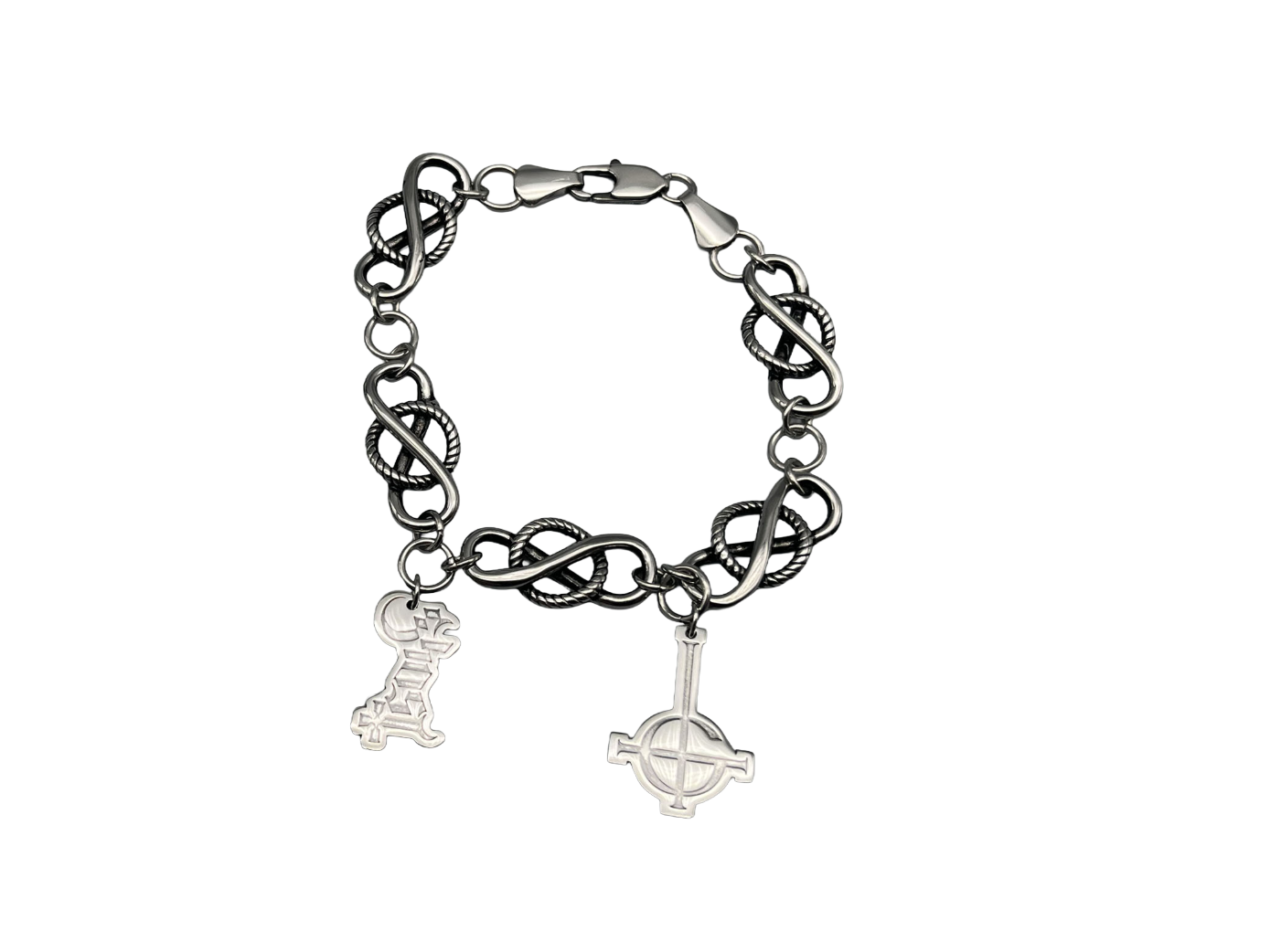 Ghost Charm Bracelet with Logo Charm and Grucifix charm.