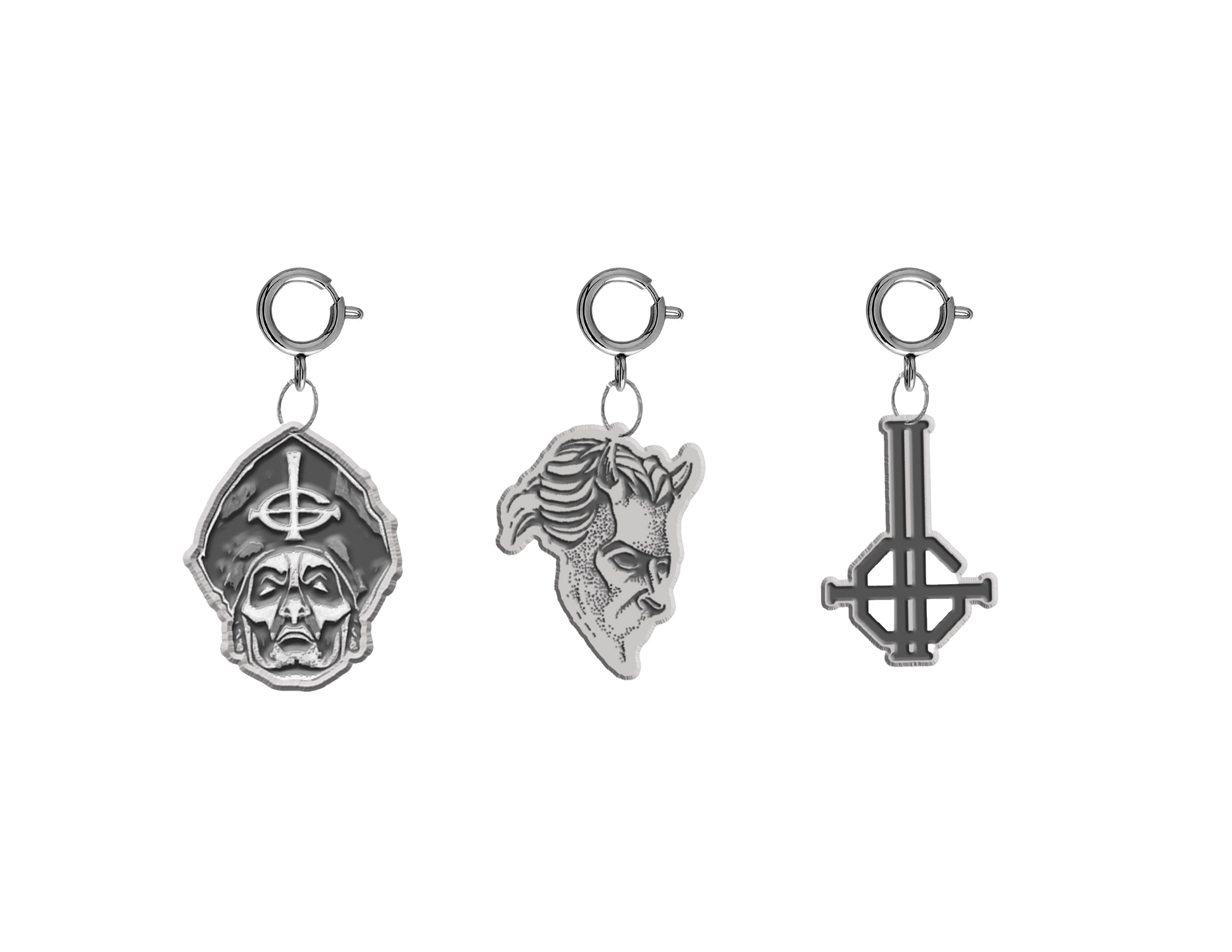 3 different detachable Ghost Charms that are compatible with the ghost charm bracelet.